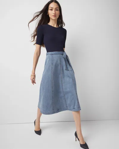 White House Black Market Sweater + Denim Midi Dress In Neptune Vintage