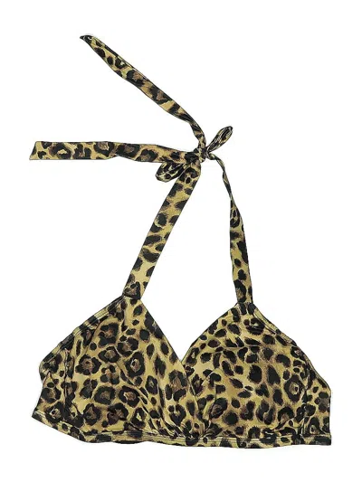 Pre-owned White House Black Market Swimsuit Top Tan Animal Print Pattern Swimwear In Brown