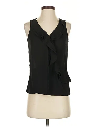 Pre-owned White House Black Market Tank Top Black Ruffles Neckline Tops