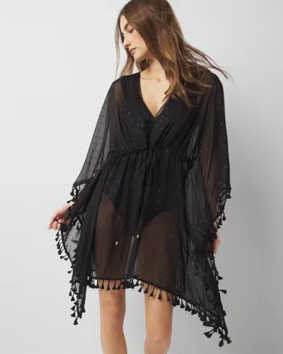 White House Black Market Tassel Trimmed Cover-up In Black
