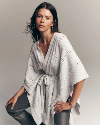 White House Black Market Textured Knit Ruana In Heather Lunar