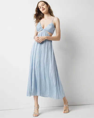 White House Black Market Textured Satin Cutout Midi Dress In Vintage Indigo