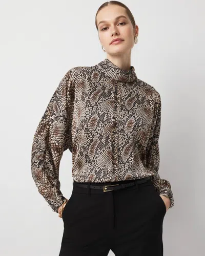 White House Black Market Tie Back Satin Blouse In Animal Print