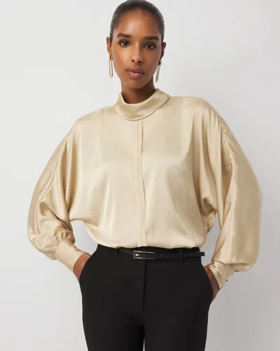 White House Black Market Tie Back Satin Blouse In Brown