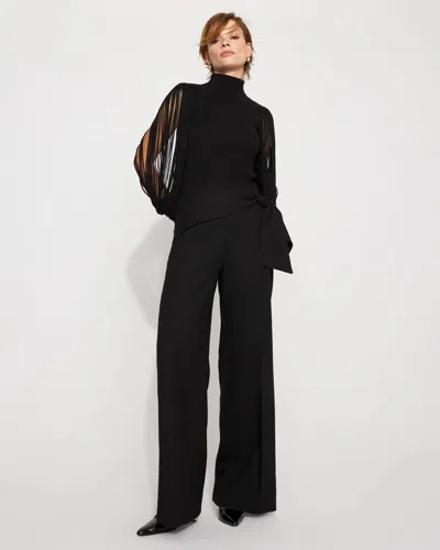 White House Black Market Tie Detail Wide-leg Pants In Black