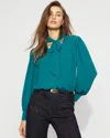 White House Black Market Tie Neck Crepe Blouse In Pink