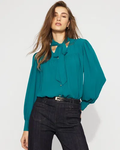 White House Black Market Tie Neck Crepe Blouse In Pink
