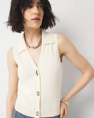 White House Black Market Toggle Button Sweater Vest In Antique White