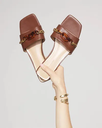 White House Black Market Tortoise Link Flat Sandals In Brown