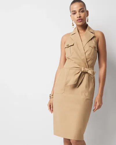 White House Black Market Trench Wrap Mini Dress In Neutral