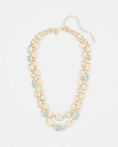 White House Black Market Turquoise + Gold Multistrand Necklace |  In Blue