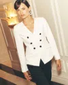 White House Black Market Tuxedo Studio Blazer In Ecru