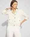 White House Black Market Tweed Bomber Jacket In White
