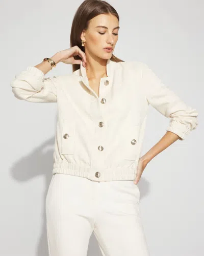 White House Black Market Tweed Bomber Jacket In White