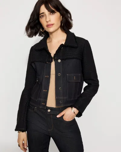 White House Black Market Tweed + Denim Jacket In Blue