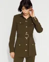 White House Black Market Twill Belted Utility Shacket In Green