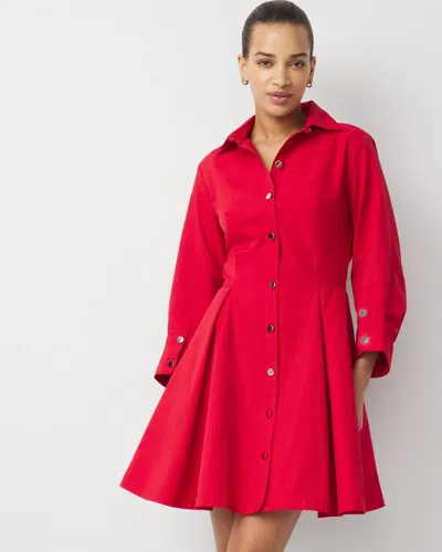 White House Black Market Twill Shirt Dress In Red