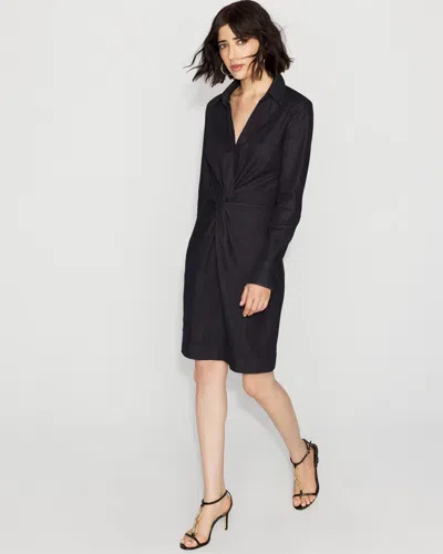 White House Black Market Twist Front Denim Mini Dress In Black