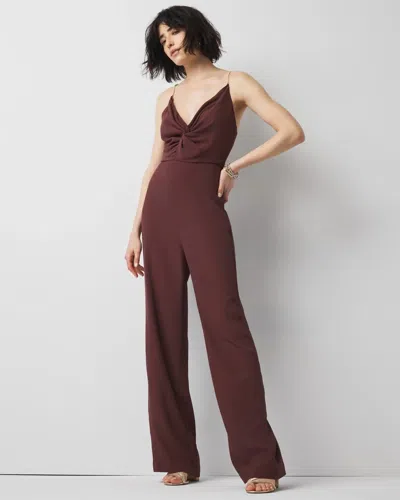 White House Black Market Twist Front Jumpsuit In Bitter Chocolate