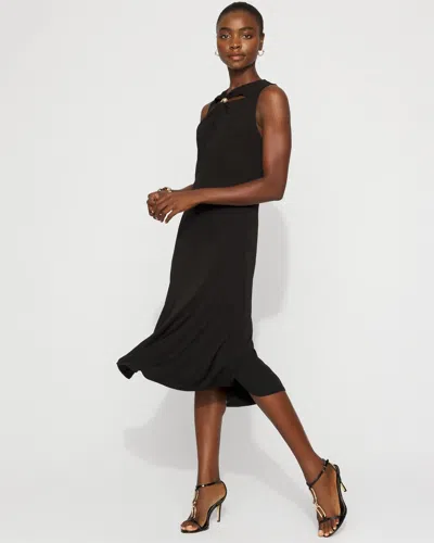White House Black Market Twist-neck Cutout Midi Dress In Black