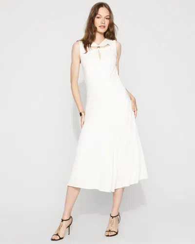 White House Black Market Twist-neck Cutout Midi Dress In White
