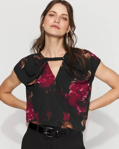 White House Black Market Twist-neck Keyhole Shell In Black