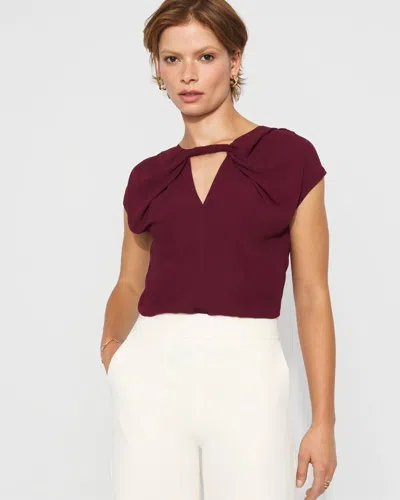 White House Black Market Twist-neck Keyhole Shell In Burgundy