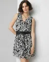 White House Black Market V-neck Mini Dress In Mystic Floral S Black