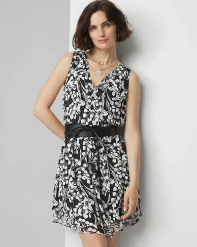 White House Black Market V-neck Mini Dress In Mystic Floral S Black