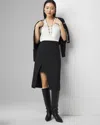 White House Black Market Sleeveless V-neck Ruched Shoulder Shell Top In White