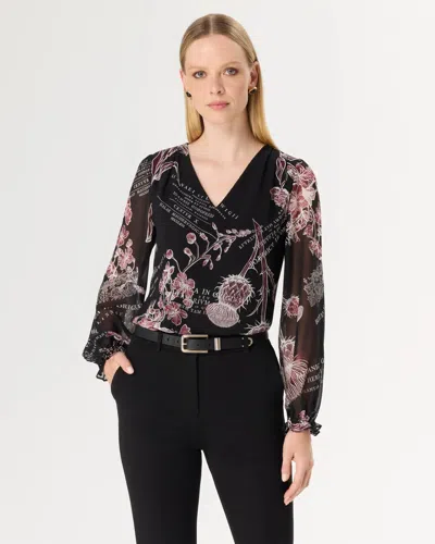 White House Black Market V-neck Crepe Blouse In Vintage Thist Ao Blk Port