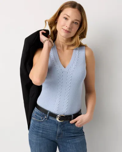 White House Black Market V-neck Knit Tank Top In White