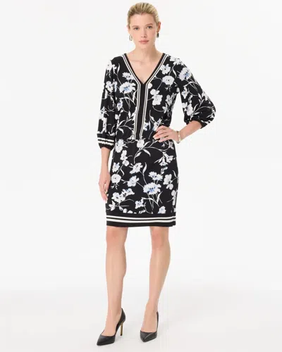 White House Black Market V-neck Mini Dress In Misty Bloom Black