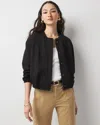 White House Black Market Washed Satin Bomber Jacket In Black