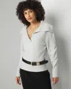 White House Black Market Wide Collar Pullover Sweater In Heather Lunar