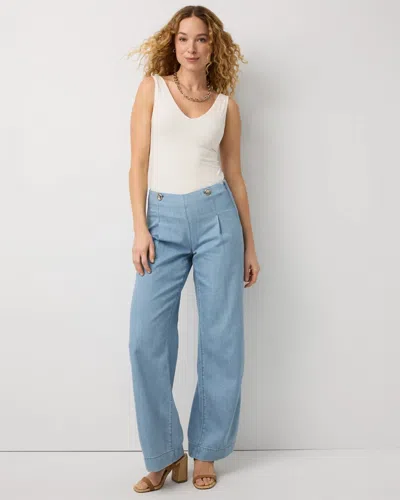 White House Black Market Wide Leg Featherweight Trousers Jeans In Tidal Original