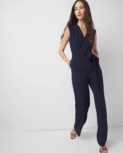White House Black Market Wide Leg Pants Belted Jumpsuit In Officer Blue