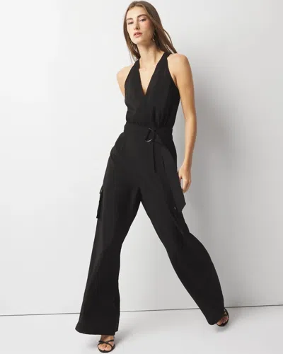 White House Black Market Wide Leg Pants Utility Jumpsuit In Black