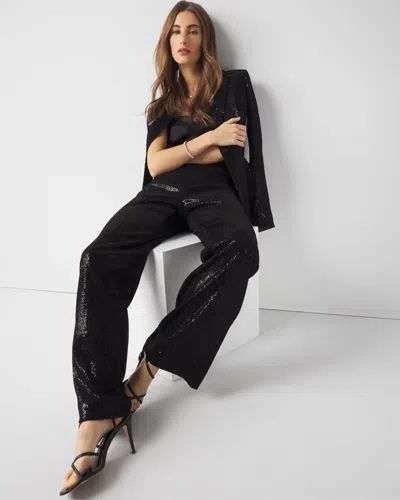 White House Black Market Wide Leg Sequin Pant In Black
