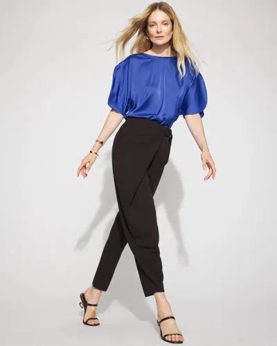 White House Black Market Wrap-front Tapered Ankle Pants In Black