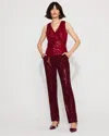 White House Black Market Zoey Sequin Velvet Straight Pants In Burgundy