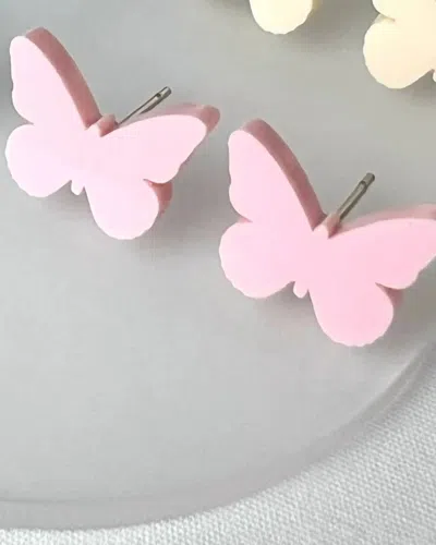 White Label Women's Butterfly Stud Earrings In Yellow In Pink