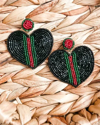 White Label Women's Heart Beaded Earrings In Black