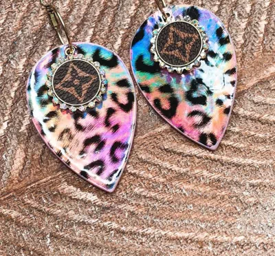 White Label Women's Iridescent Leopard Teardrop Earrings In Pink In Pattern