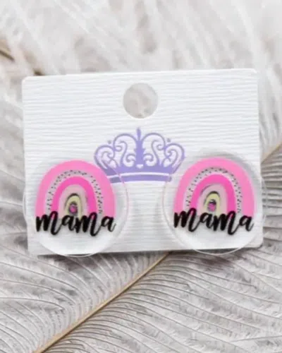 White Label Women's Mama Rainbow Stud Earrings In Clear/ Pink