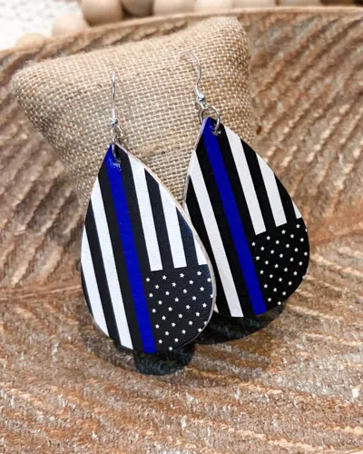 White Label Women's Thin Line Teardrop Earrings In Blue