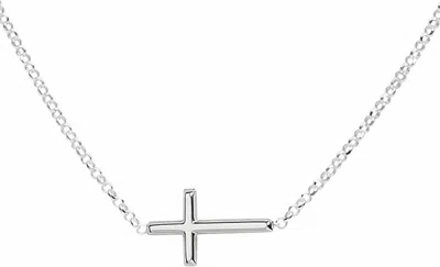 White Label Women's Tiny Cross Necklace In Silver In Metallic