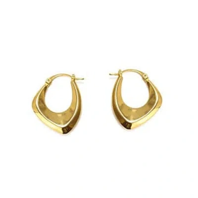 White Leaf - Curved Hoop Earring In Gold