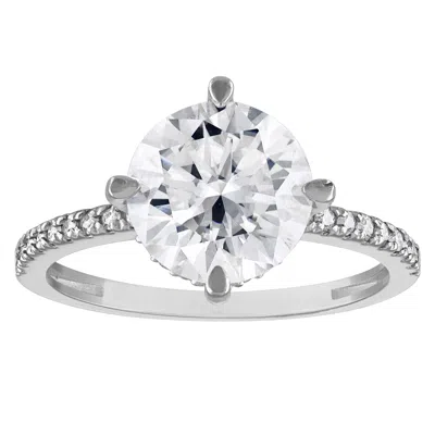 White Lotus 10k White Gold Lab Created Moissanite Ring