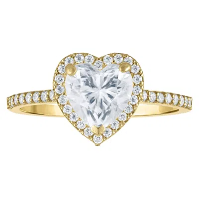 White Lotus 10k Yellow Gold Lab Created Moissanite Ring, 8 In Silver